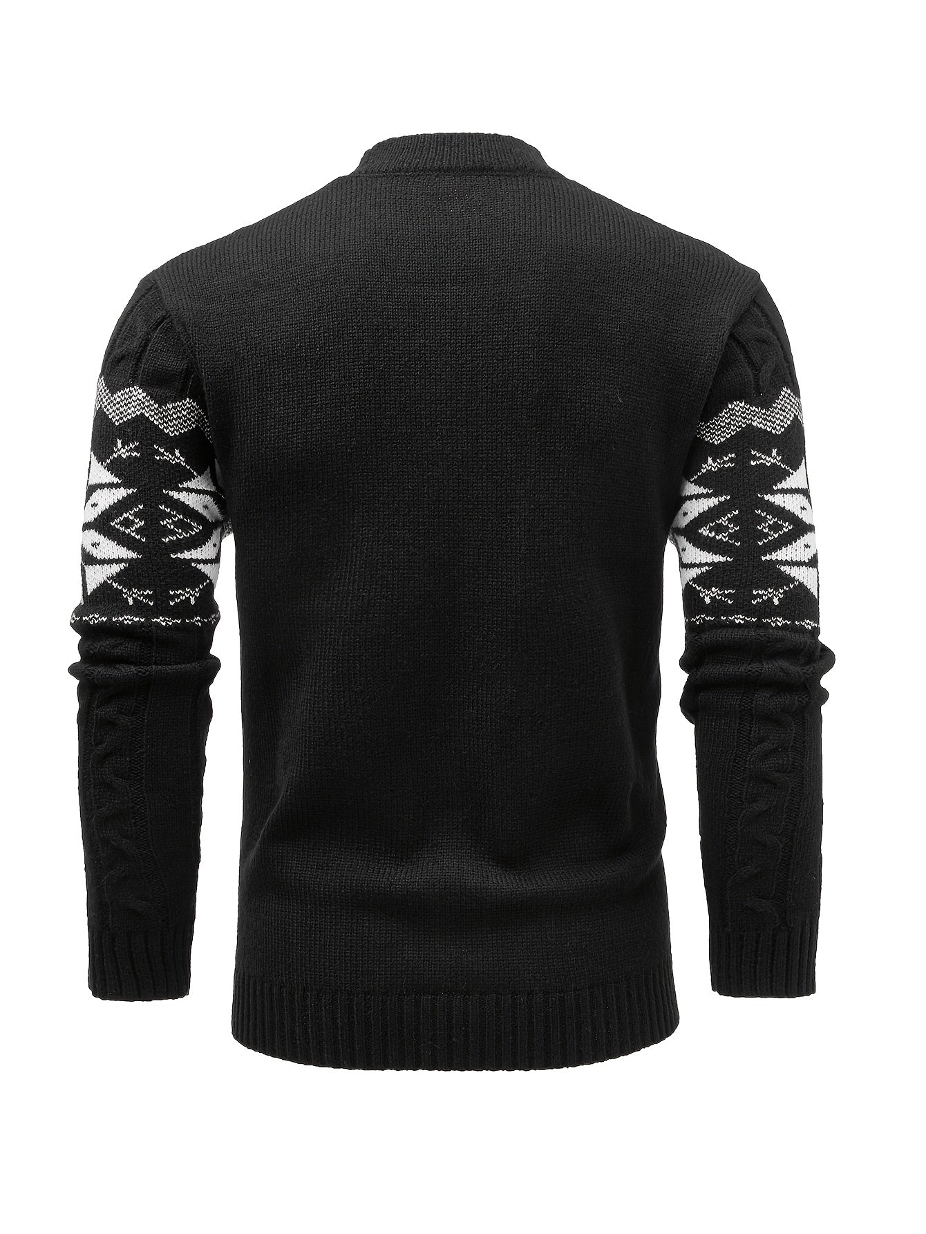 Men's Slim-Fit Cable Knit Sweater - Winter Warm Pullover with Geometric Corduroy Clasp (Adjustable Rope), Round Neck Long Sleeve Casual Sweating for Fall/Winter Layering - Hand Washable Knitwear for Smart-Casual Outfits (Not