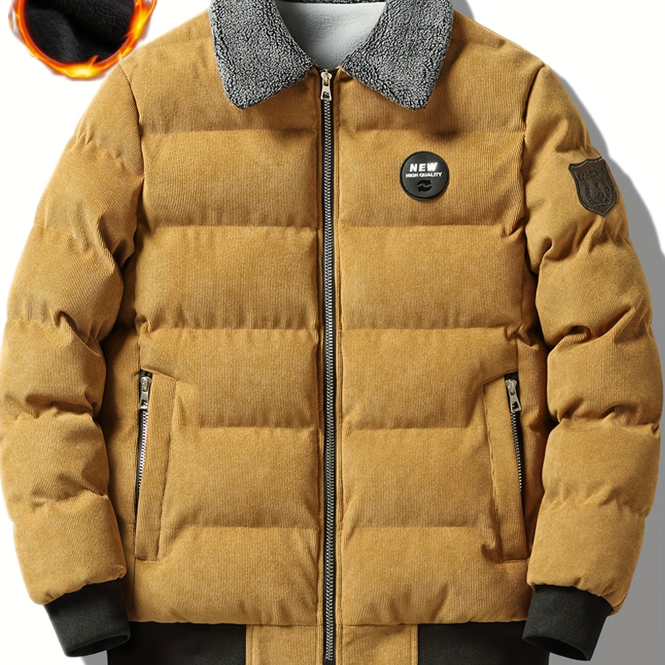 Men'S Heavyweight Winter Jacket - Thermal Insulated Cold Weather Coat with Full-Zip Closure, Fleece & Stand Collar - Brown - Casual Outerwear for, Thick, Thick Winter Jacket For Men, Winter Jacket For Men, Winter Coat For Men