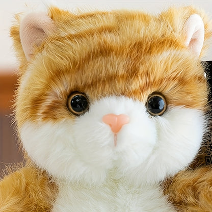 Realistic Plush Yellow Kitten Stuffed - Soft Cuddly with Fluffy Cat Body, Suitable for All Ages, Christmas & New Year Gift, Bedtime Companion for & s