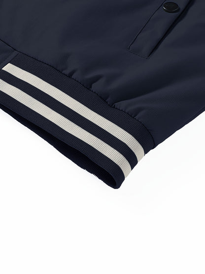 Men's Stand Collar Long Sleeve Zip Up Sports Jacket With Contrast Trim Design, Men's Spring Fall Outwear, As Gifts