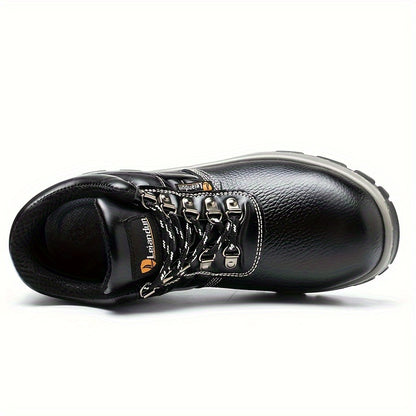Reinforced Anti-Puncture & Anti-Smashing Safety Work Boots for Men - Heavy-Duty Steel Toe Cap, Anti-Piercing Cushioned Insole, PU Upper & Lining, All-Terrain Traction - Winter/Spring/Fall Construction/Industrial/Construction/
