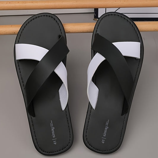 Men's Lightweight Slip-On Sandals with Criss-Cross Straps - ayq