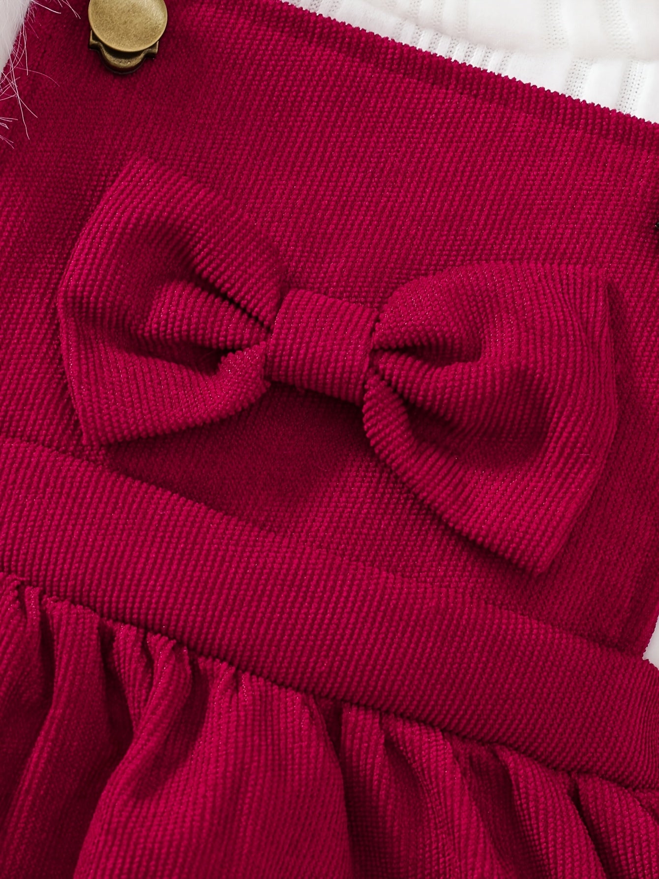 2 հատ մանկական ձմեռային հագուստի հավաքածու. Հարմարավետ փափուկ թևքերով զգեստ և A-գծի ժապավեն՝ օձիքով և ծոպերով զարդարանքով - փափուկ, տաք հագուստ լուսանկարահանումների համար, Սուրբ Ծնունդ (ձեռքով լվացվող), իդեալական է բացօթյա օգտագործման համար