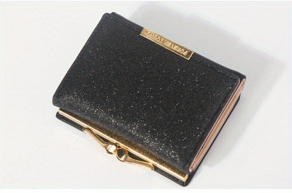 1pc, Women's Luxury High-Quality Wallet, Multi-Functional Multi-Card Slot Exclusive Coin Purse, Portable Compact Versatile Travel, Gorgeous Small Sequins, Exquisite Lady Gentle Style, Unique Design, Metal Snap Closure, Solid