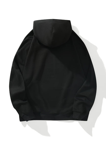 Men's 2025 New Year Print Hooded Sweatshirt - Kanji-Inspired "Goodbye 2025 2026" Pullover, Winter Warm Casual Sweater with Green/Red Toggle Switch Design, Machine Washable Red Hoodie for Christmas & NYE Parties