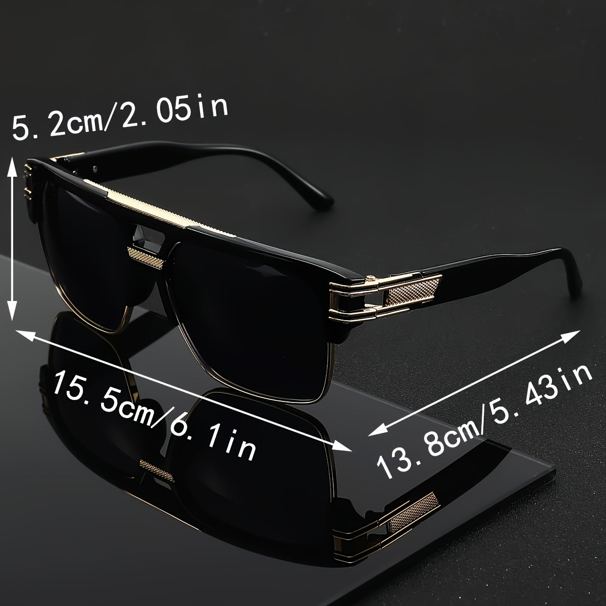 Unisex Oversized UV400 Retro Sunglasses with Golden Hinge
