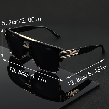 Unisex Oversized UV400 Retro Sunglasses with Golden Hinge