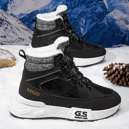 Men'S All-Season High-Top Ski Boots with Non-Slip Rubber Sole & Lace-Up Closure - Heavy-Duty Winter Hiking Boots with Arch Support, Durable Pu/fabric Construction For Snow, Ice, Mud - All-terrain Outdoor Boots For Training, C