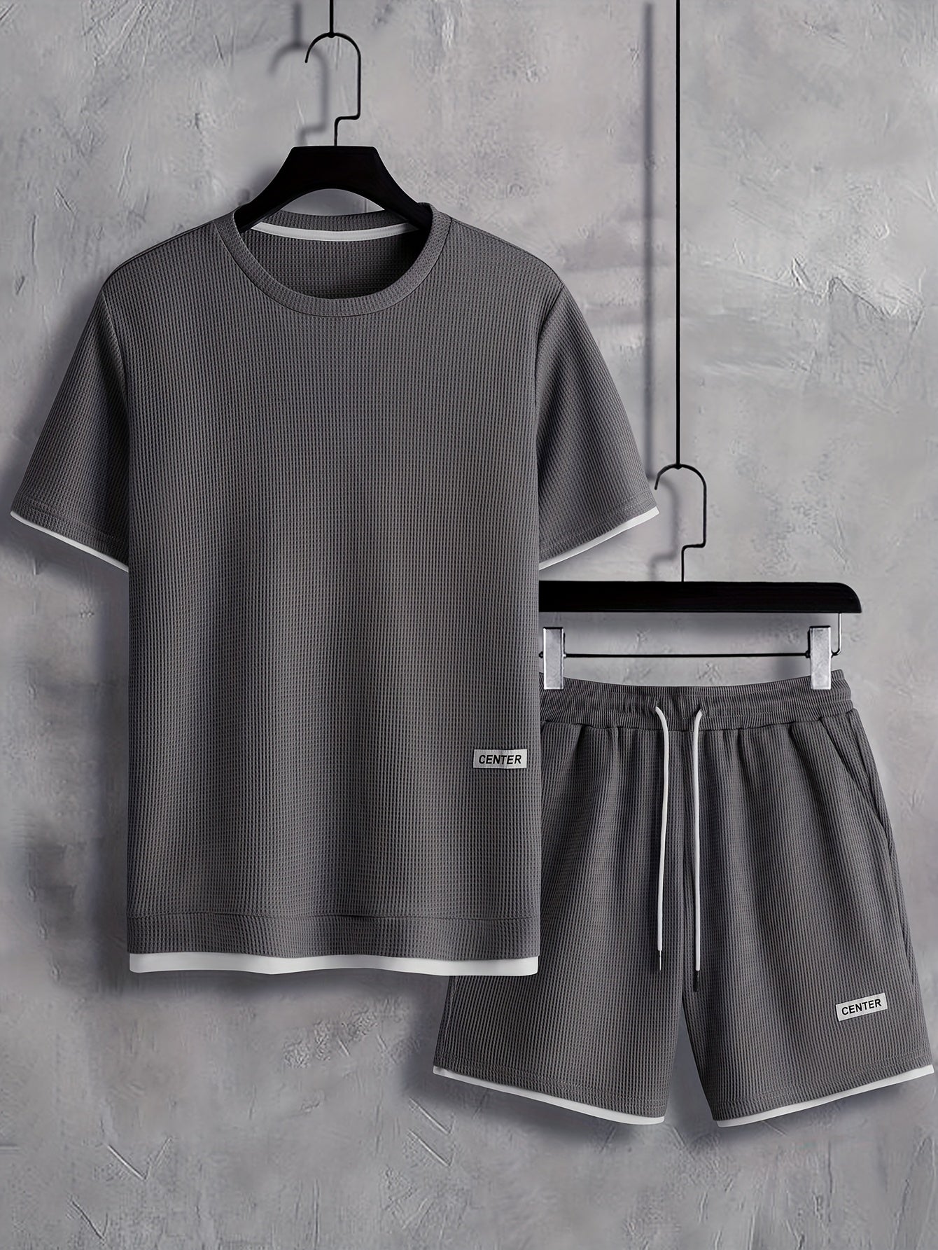 2Pcs Trendy Outfits For Men, Casual Crew Neck Short Sleeve T-shirt And Shorts Set For Summer, Men's Clothing Vacation Workout