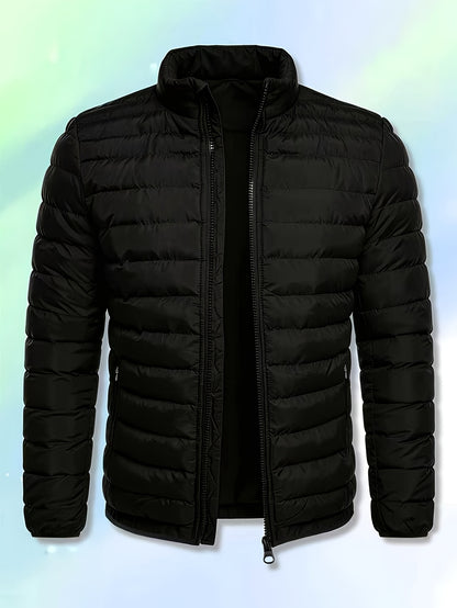 Men's Lightweight Warm Jacket with Zipper Pockets for Fall