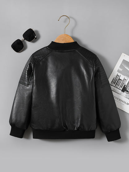 Youngsters' Winter Biker Jacket - Cozy & Stylish Casual Outerwear with White Fur Trim, Waterproof, Zip-Up, Round Neck, Long Sleeve - Perfect for Skiing & Streetwear, Size H
