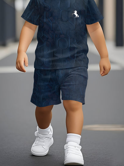 Summer Boys & Girls Casual Horse-Print Short Sleeve Set