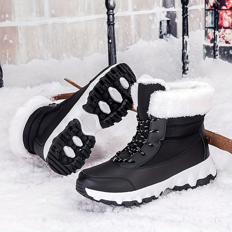 Winter velvet warm Men's and Women's shoes, thick snow boots, outdoor anti slip large size high top shoes