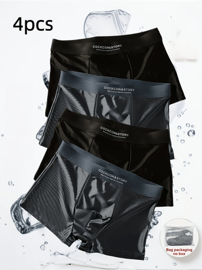 Men's Light Luxury Boxer Briefs 4-Pack Breathable Summer Wear