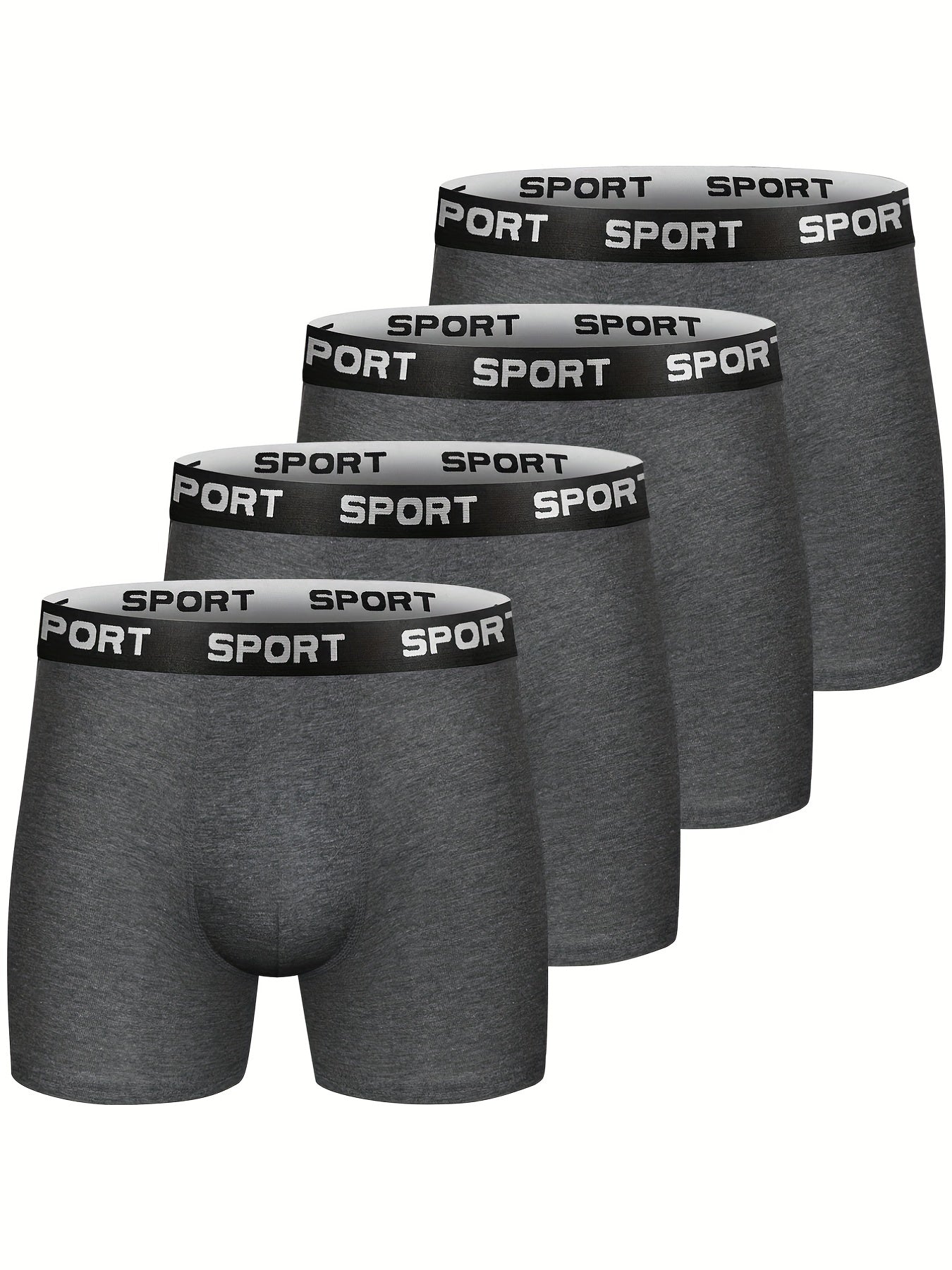 Men's 4-Pack Cotton Stretch Trunk Underwear with Wide Elastic Band