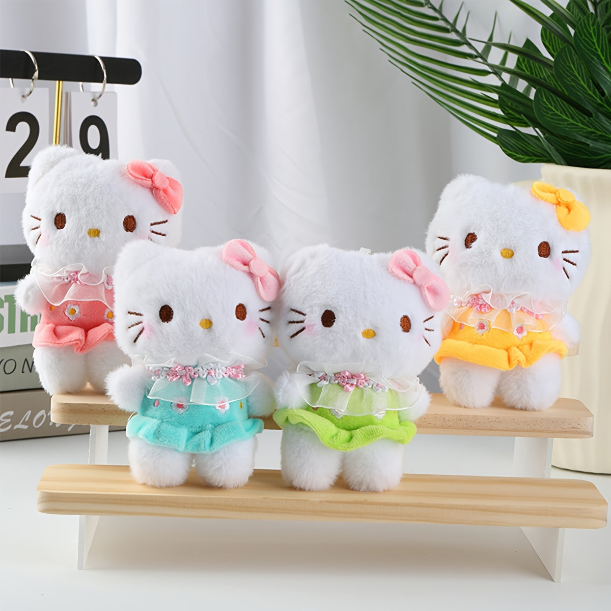 Sanrio Hello Kitty մանկական փափուկ խաղալիք կախազարդ ծաղկային զգեստով, տիկնիկի փափուկ խաղալիք բանալիի շղթա մեջքի պայուսակի կախազարդ, տիկնիկ աղջկա տոնական ծննդյան նվեր