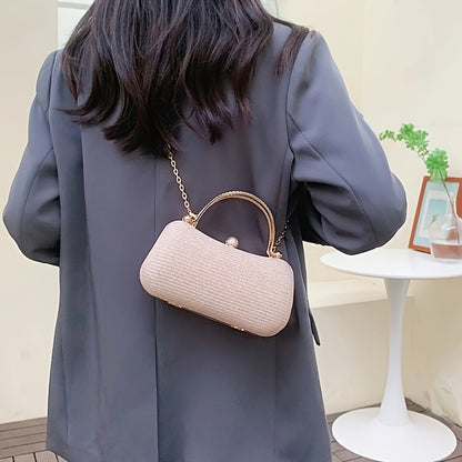 Փայլուն Rhinestone կանացի երեկոյան պայուսակ, փայլուն խաչաձև շղթայով ձեռքի պայուսակ, ճիրանային դրամապանակ երեկույթների և ընթրիքների համար