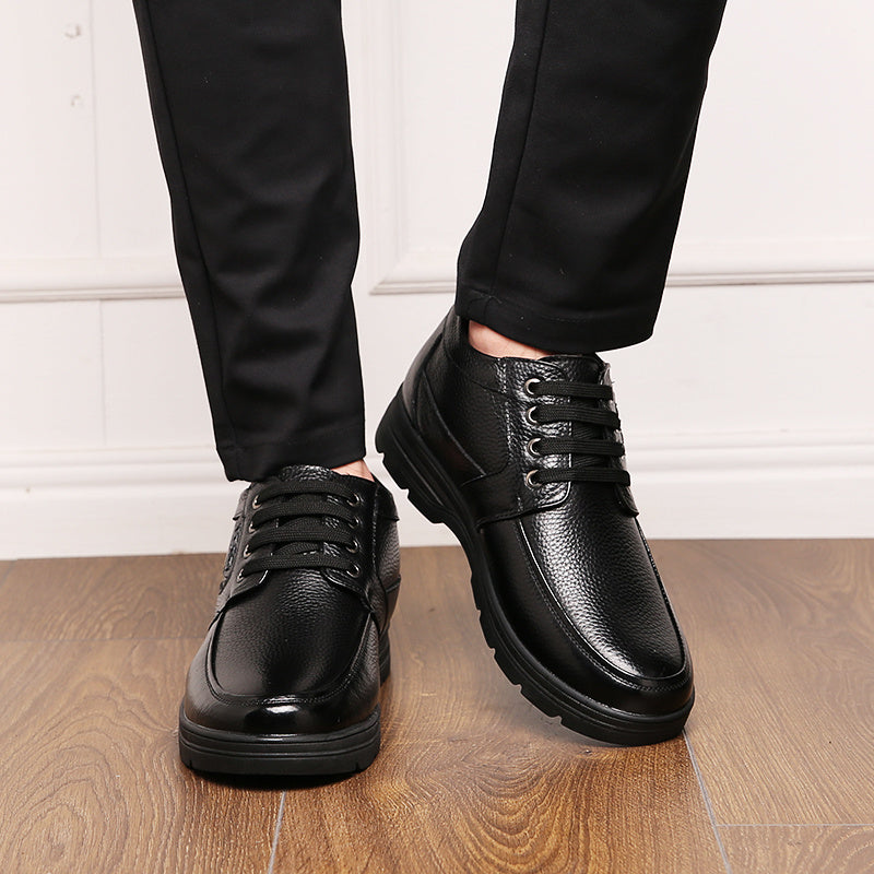 Men's Classic Lace-Up Cow Leather Ankle Boots with Cushioned Sole