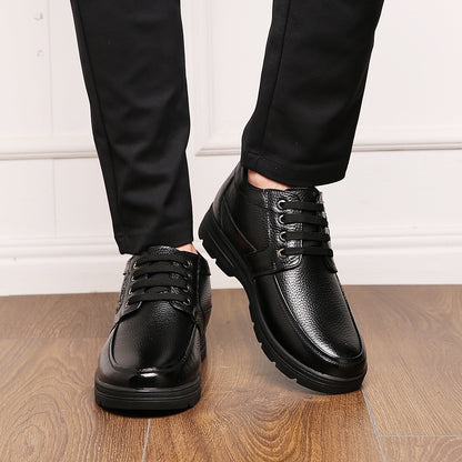 Men's Comfortable Lace-up Oxford Dress Shoes, Warm Fur Lined Business Casual Walking Shoes with Cushioned Insole and Thick Sole for All-Day Comfort