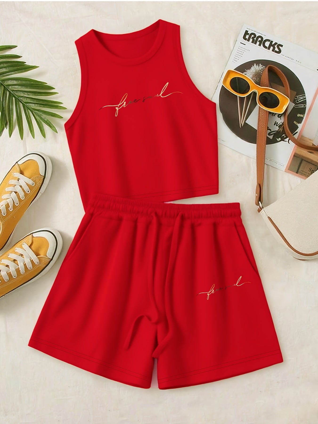 Casual Women’s Two-Piece Set with Printed Top and Shorts