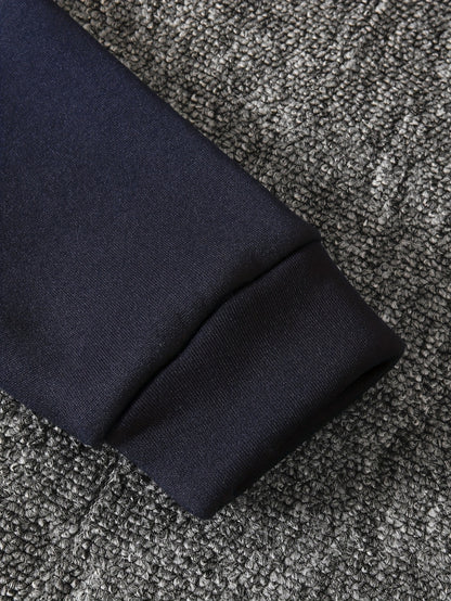 DONABEBE Boys' 2pcs Winter Hooded Jacket & Pants Set - Navy Blue/White Striped Full-Zip Thick Warm Outfit, Casual Playwear & Everyday Outfits for Boys, Easy Care, Perfect for Outdoor, Winter Jacket And Pants For Boys, Winter