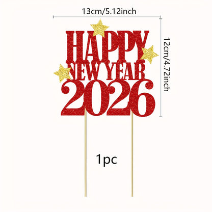 1pc Hello 2026 Numbered Cake Topper - Large White & Golden 2026 Centerpiece for New Year's Eve, & Shower Party Decorations - Number Decor with Black Outline - Easy-to-Use Single-Year Countdown Sign for Christmas,Newyear,Valen