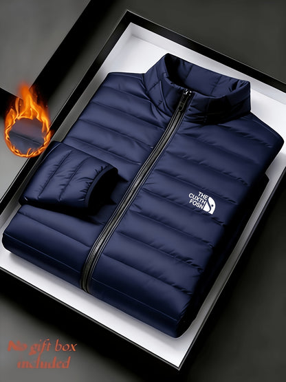 Men's Stand Collar Quilted Padded Coat Lightweight Warm Jacket