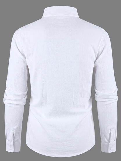 Men's Linen Casual Shirt Solid Color Lapel Breathable Top