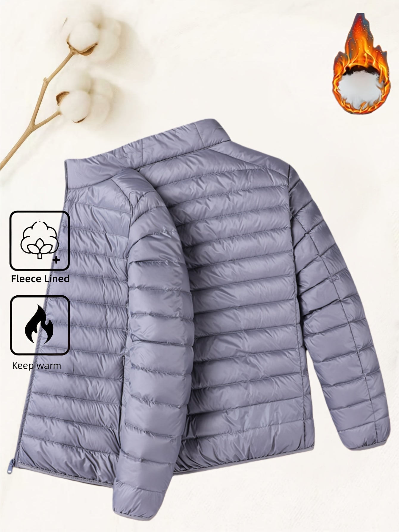 Men's Padded Coat - Men's Autumn/Winter Warm Outerwear - Men's Top - Men's Stand Collar Jacket - Men's Coat Jacket - Men's Warm Coat - Men's Overcoat - Men's Clothing - Men's Cold-Proof Coat - Autumn/Winter Coat, Solid Color, - ayq
