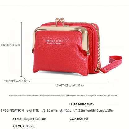 Small Credit Card Bag For Women, Multi Functional Kiss Lock Wallet, Fashion Zipper Coin Purse