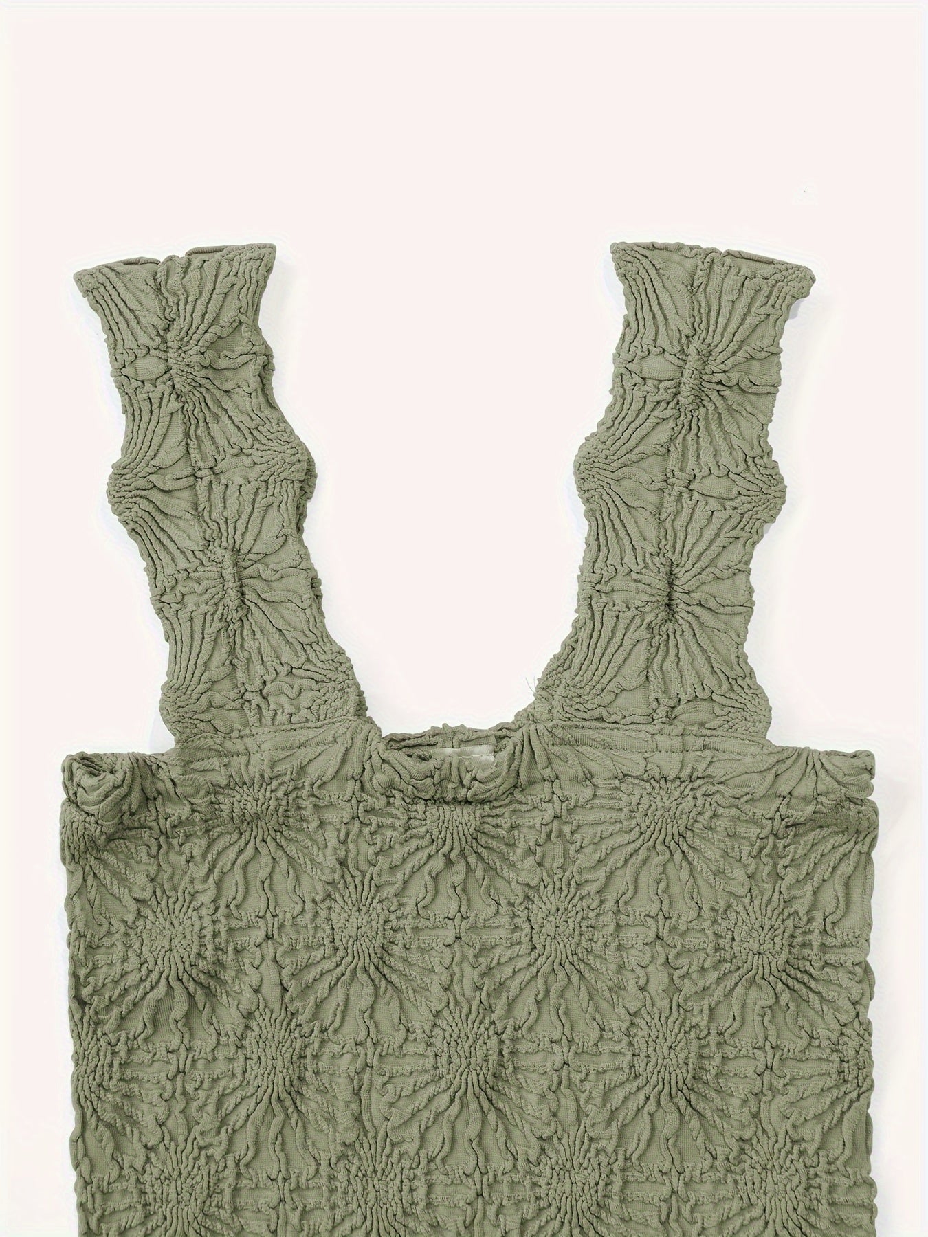 Women's Fashion Cami Tank Top With Jacquard Floral, Wide Shoulder Strap Square Neck Tank Top, Women's Activewear