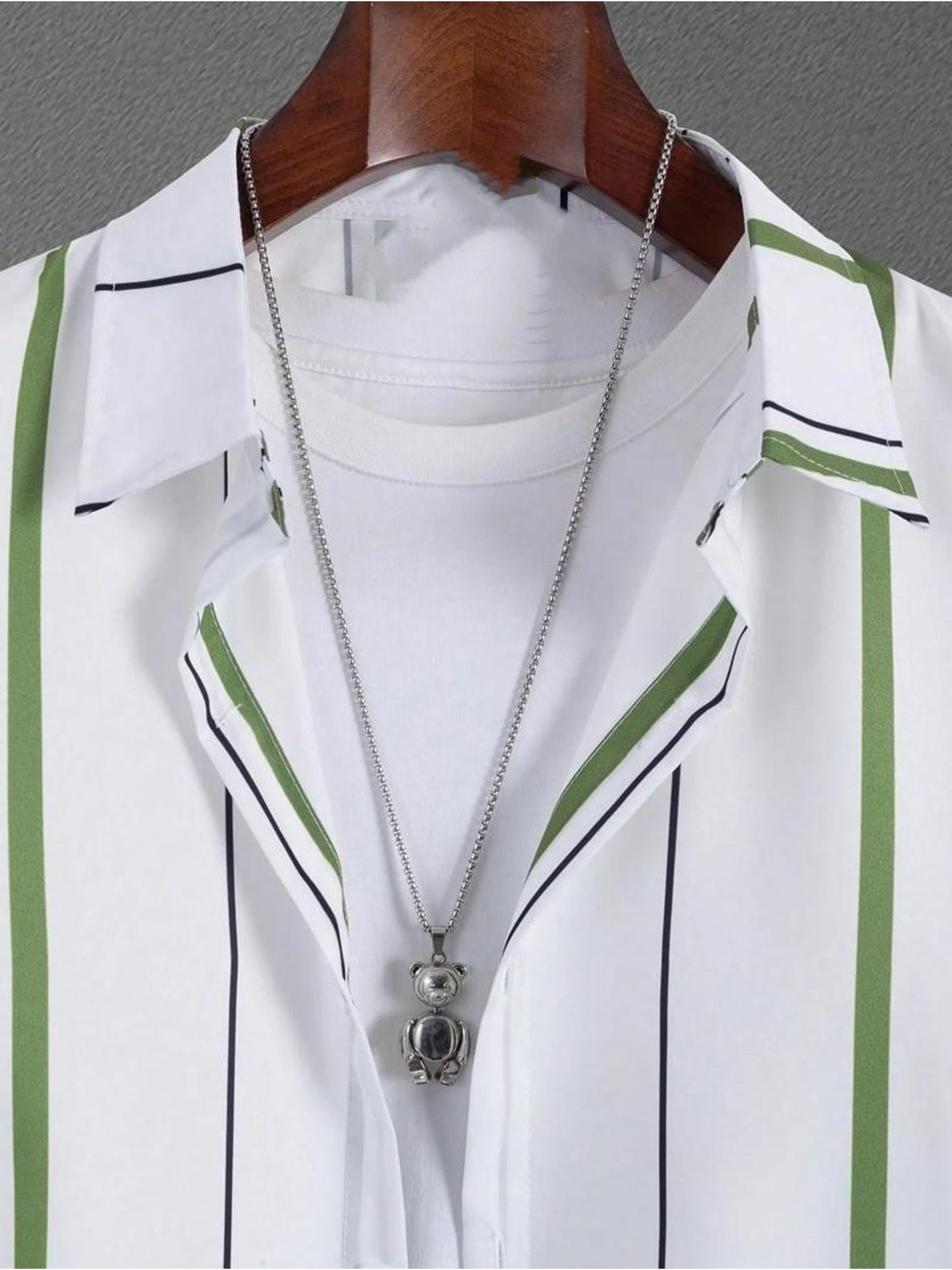 Men's Casual Summer Set - Striped Short-Sleeve Shirt & Shorts