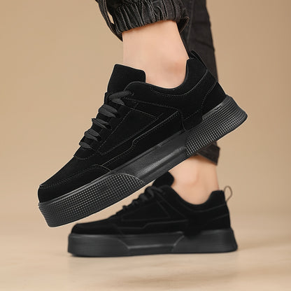 1pair Men'S Classic Solid Grey Skateboard Sneakers, Casual Street Style Lace-Up Running Shoes, Lightweight Stability Low Top with Faux Upper, Fabric Inner & EVA Sole for All-Season Outdoor Activities