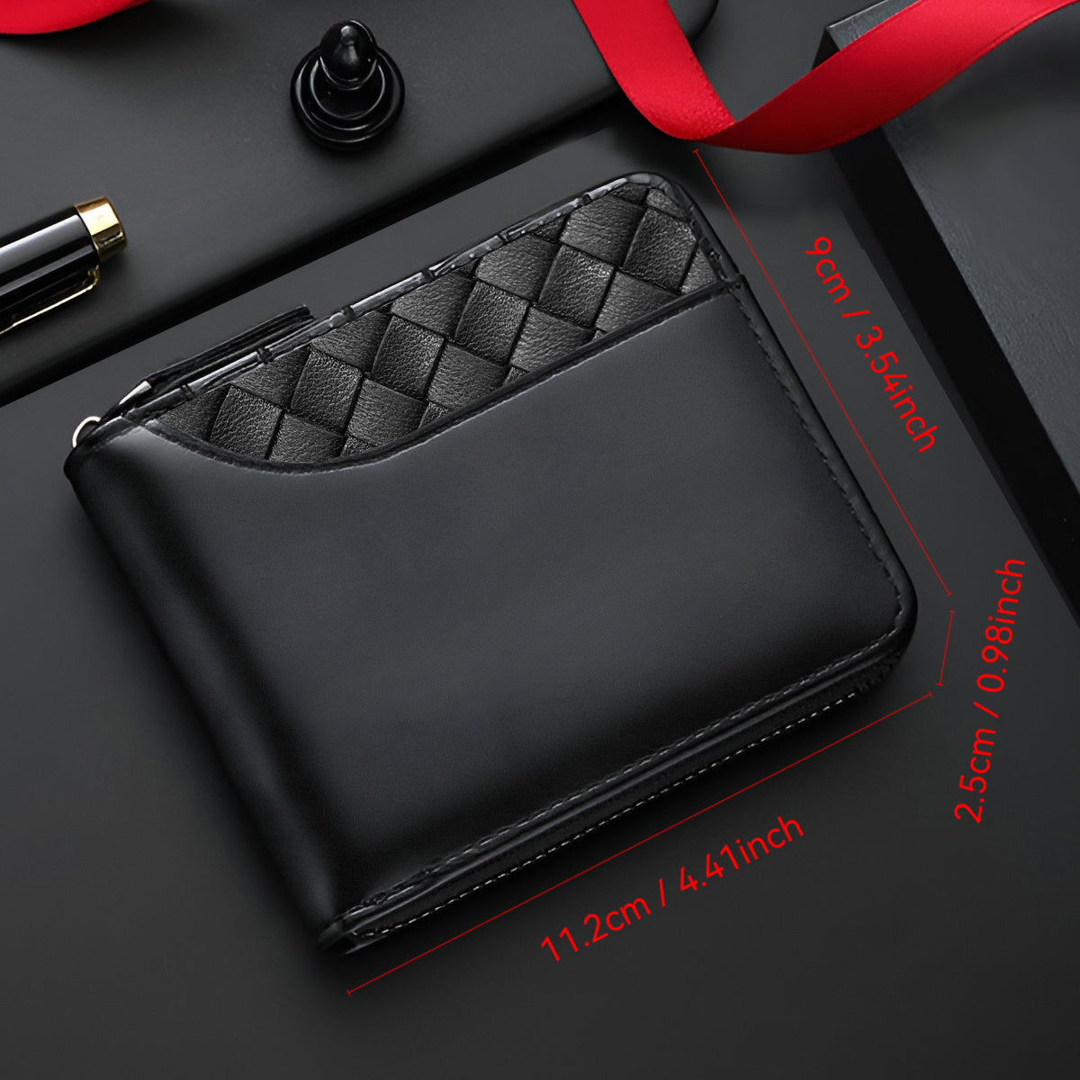 Luxury Faux Leather Wallet for Men | Crocodile Pattern, Embossed Top, Smooth Black, Zip Closure, Multiple Card Slots, Large Capacity, Stitched Design - Perfect Gift for Father, Husband, Brother