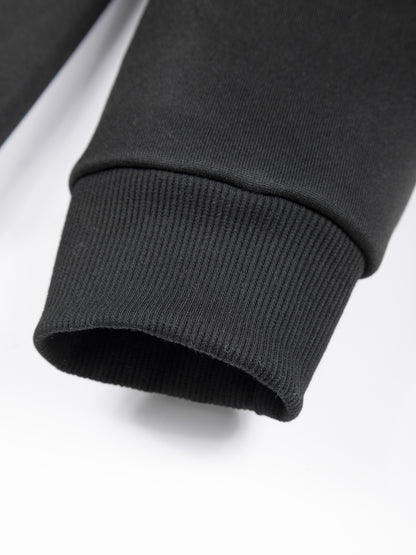 Աշնանային-ձմեռային տղամարդու գլխարկով սպորտային հագուստի հավաքածու, պարզ դասական, բազմակողմանի հագուստ՝ կայծակաճարմանդով, աստառապատ տաք բաճկոնով և լարով սպորտային տաբատով՝ առօրյա և հանգստի համար։