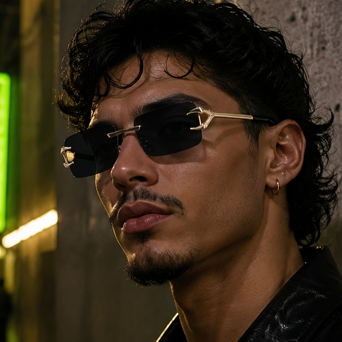 Men's Metal Square Rimless Glasses Vintage Zinc Alloy Frames