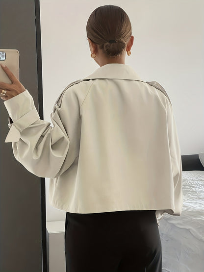 Կանացի գարուն/աշուն միագույն, պարզ, ազատ, առօրյա, կարճ, երկար թևքերով տրենչ-բաճկոն