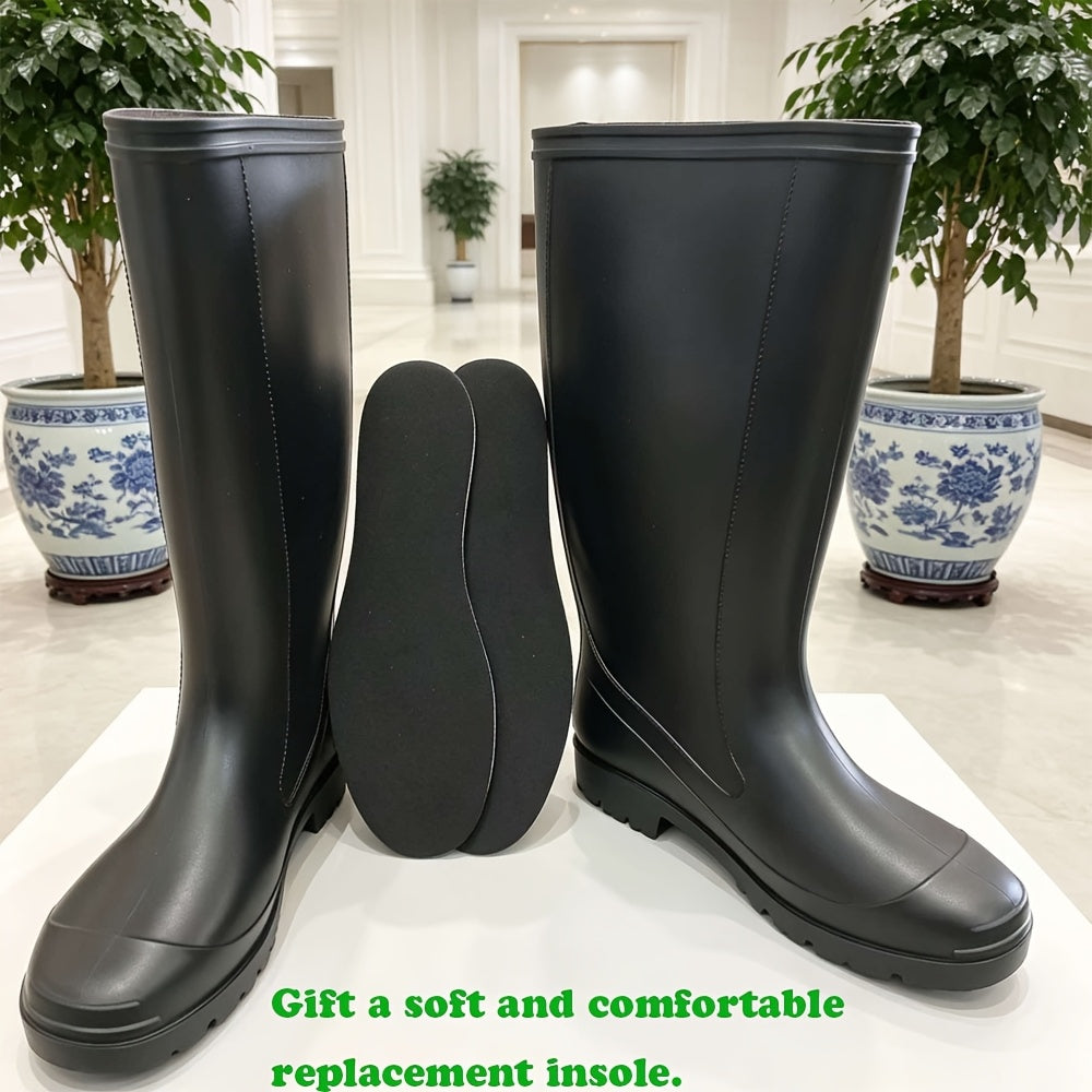 Unisex Tall Waterproof PVC Rain Boots with Non-Slip Soles