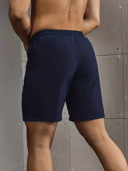 Super Thin Men's Casual Simple Style Comfy Shorts, PERFORMANCE Letter Print Home Pajamas Bottom With Zipper Pockets And Drawstrings, Men's Summer Outdoor Fitness Clothing