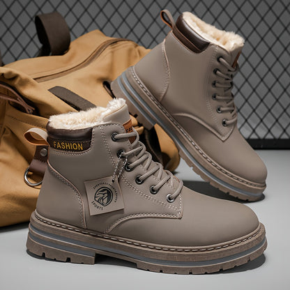 A Pair of Fashionable Men's Boots, Outdoor Warm, Sports Casual Trendy Versatile Shoes for Man