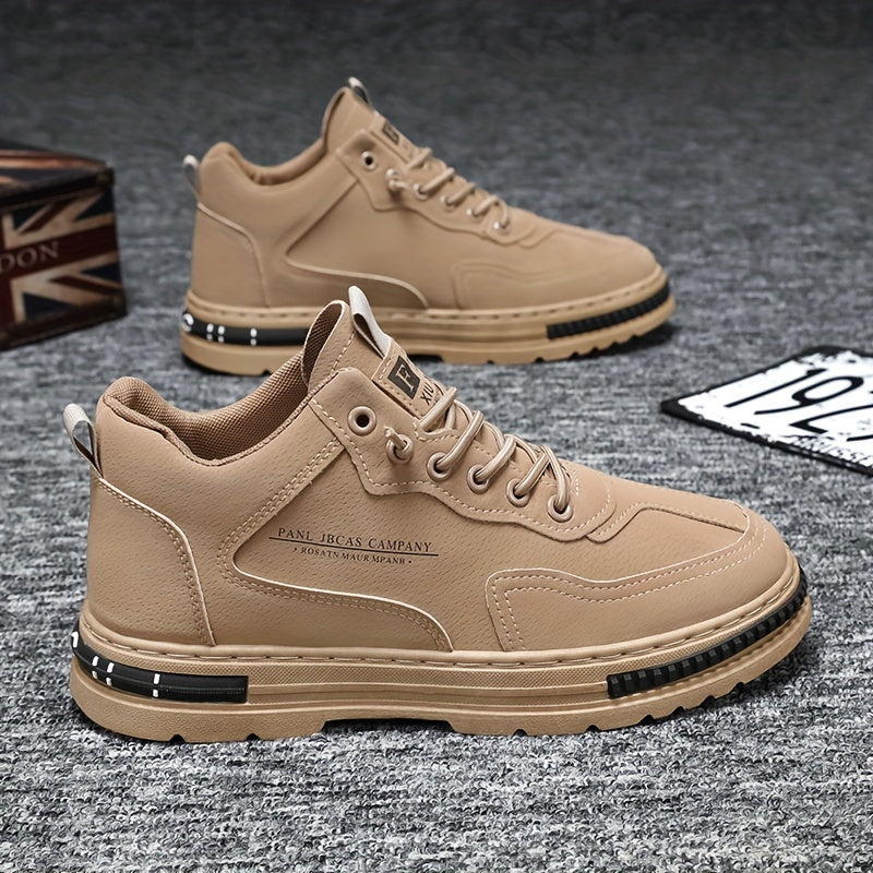 Men's Trendy Mid Top Skate Shoes, Durable Comfy Walking Shoes For Outdoor All Seasons - Traveling Hiking Activities