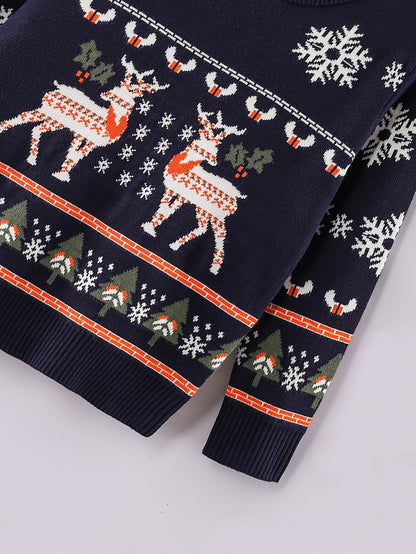 Boys' Sweater Christmas Autumn Winter Casual Fashion Sweet Romantic Loose Comfortable Round Neck Pullover Suitable for Daily Wear, Vacation, and School Knitwear