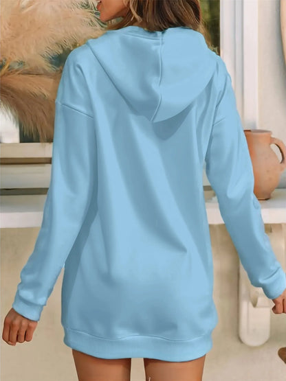 Women's Christmas Gnome Print Hooded Sweatshirt Dress - Soft Slim Fit Sweater Dress with Holiday Cheer Gnome Patterns, All-Season Casual Dress for Christmas Party Outfits (Machine Washable)