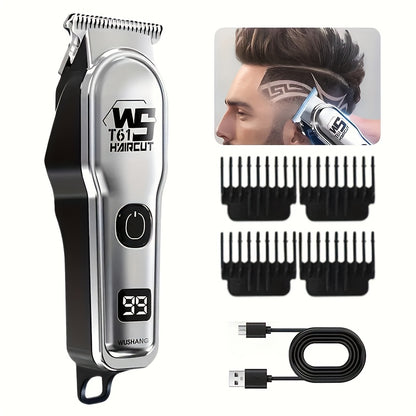 1 անլար մազ կտրող և մորուքի կտրող մեքենա տղամարդկանց համար LCD էկրանով, պրոֆեսիոնալ USB լիցքավորվող խնամքի հավաքածու - դիմացկուն և փոխադրելի հայրերի օրվա/ծննդյան օրվա կամ տոնական նվերների համար
