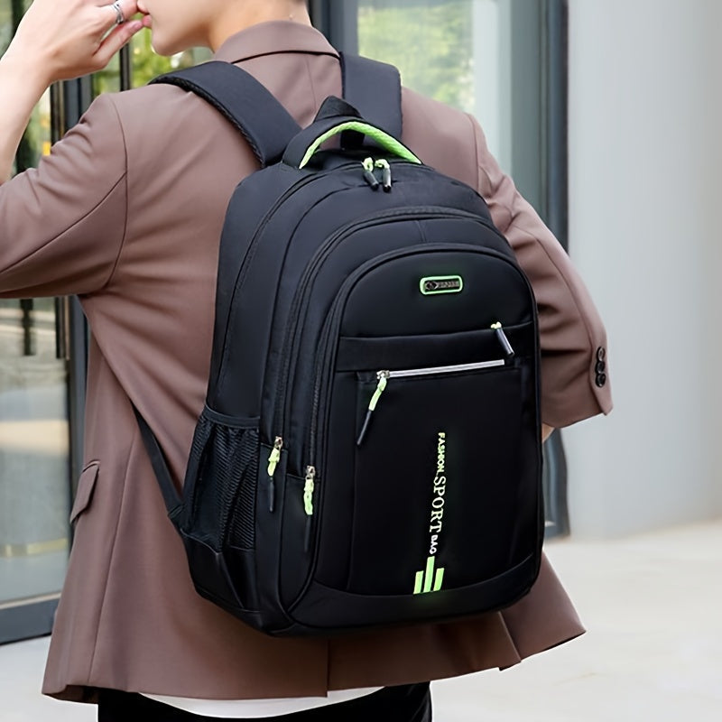 Large Capacity Waterproof Travel Backpack for Men - Durable Nylon, Adjustable Straps, Multi-Compartment Business and School Bag, Black, Backpack for Travel