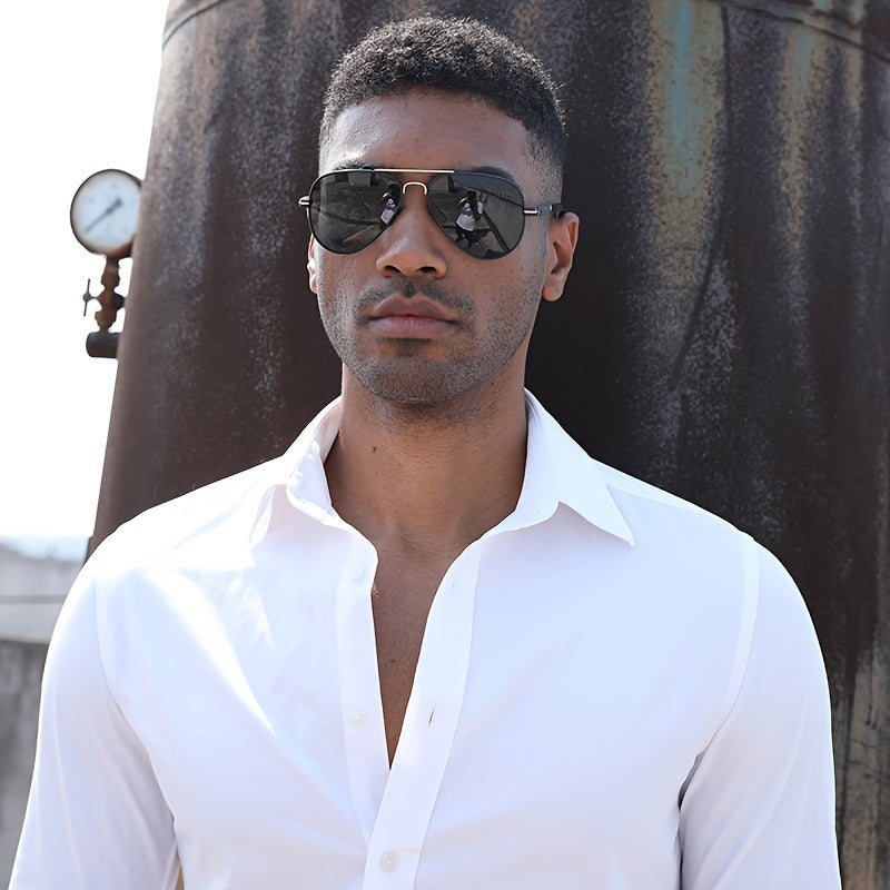 BARCUR Men’s Polarized Pilot Sunglasses Stainless Steel Frame