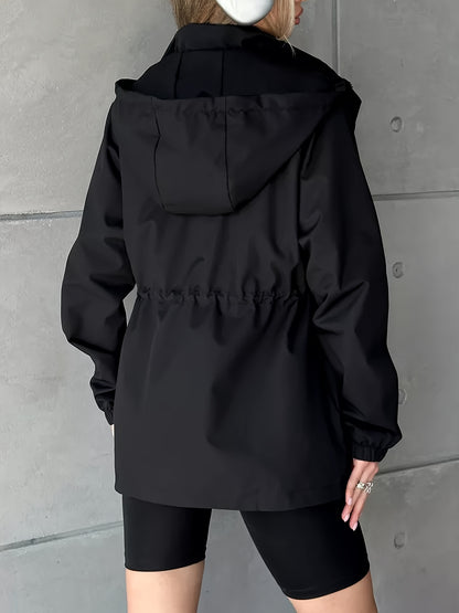 Աշնանային և ձմեռային կանացի նորաձև միագույն քամուց պաշտպանիչ բաճկոն