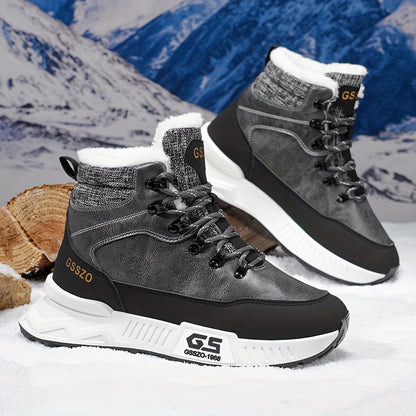 Men'S All-Season High-Top Ski Boots with Non-Slip Rubber Sole & Lace-Up Closure - Heavy-Duty Winter Hiking Boots with Arch Support, Durable Pu/fabric Construction For Snow, Ice, Mud - All-terrain Outdoor Boots For Training, C