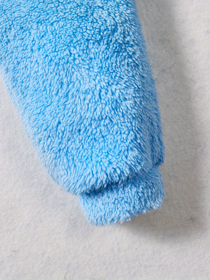 Տղաների աշնանային և ձմեռային նորաձև, առօրյա, պարզ, խելոք, տաք, միագույն, փափուկ, արջուկի տեսքով ասեղնագործված վերնաշապիկով, երկկտորանոց, հիանալի է բացօթյա օգտագործման համար