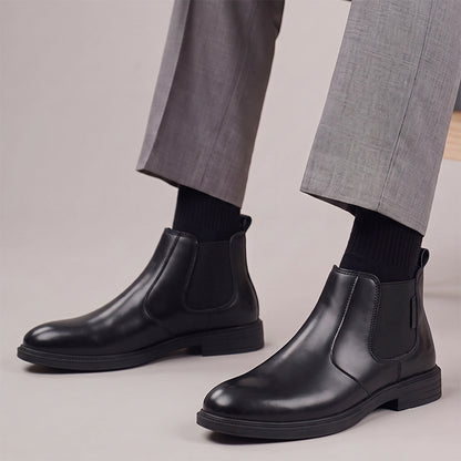 Men's Autumn/Winter Denim High-Top Ankle Boots, Black PU